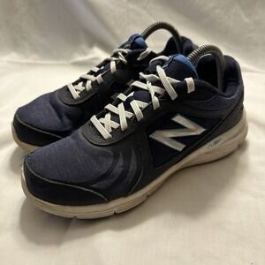 New Balance Womens 496 V3 Running Shoes Size 10 Blue Canvas Leather  Sneakers